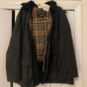 Barbour Women’s Beadnell Wax Jacket & Hood - women’s US sized 10, navy blue.